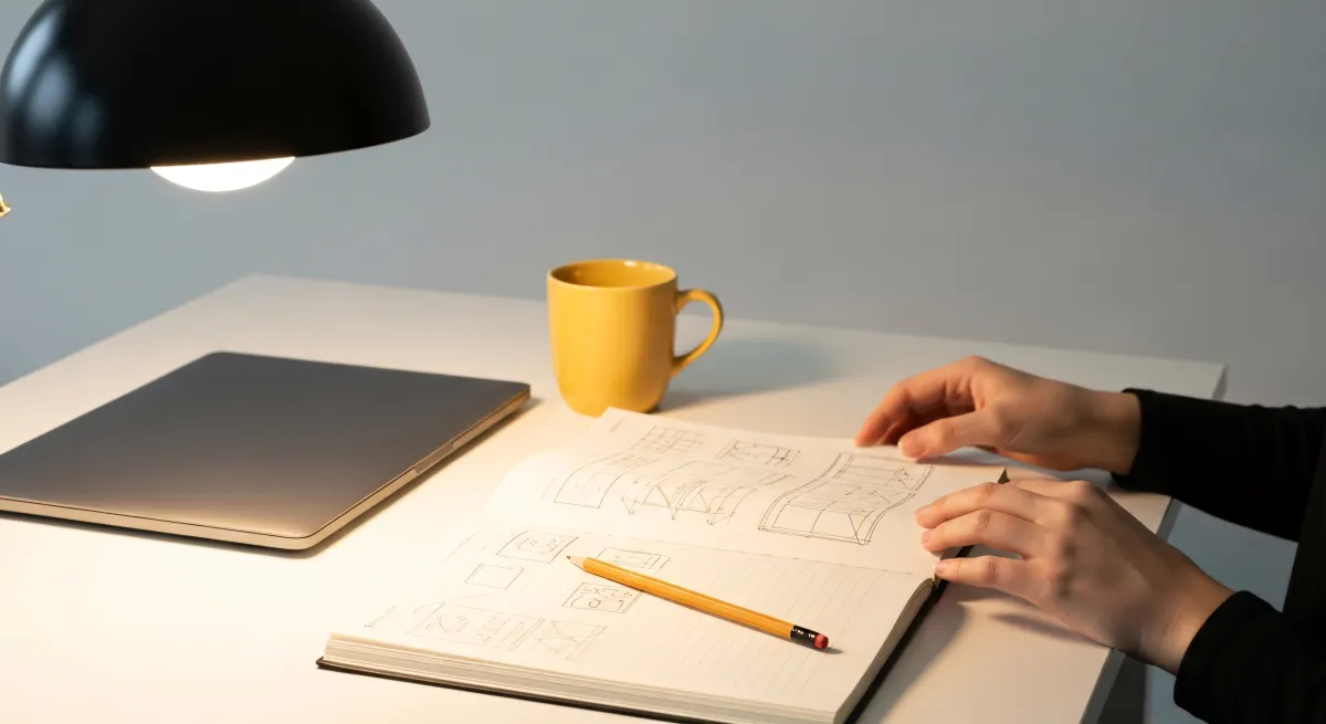 Pessoa escrevendo criativamente